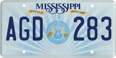 MS license plate AGD283
