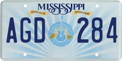 MS license plate AGD284