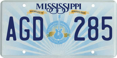 MS license plate AGD285