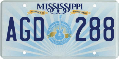 MS license plate AGD288
