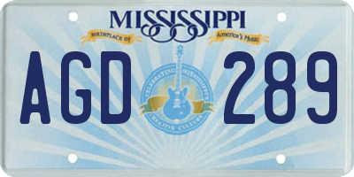 MS license plate AGD289