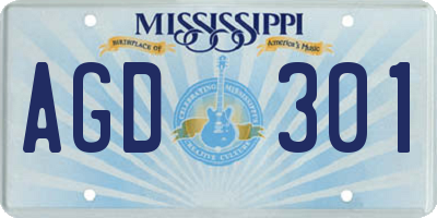 MS license plate AGD301