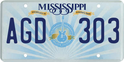 MS license plate AGD303