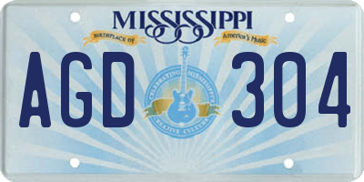 MS license plate AGD304