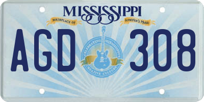 MS license plate AGD308
