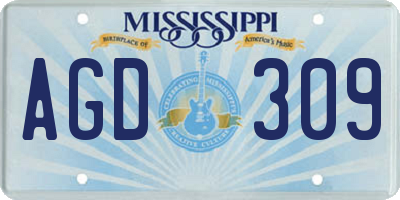 MS license plate AGD309