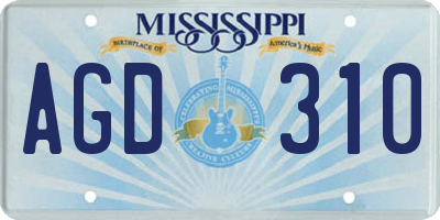 MS license plate AGD310