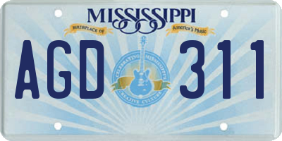 MS license plate AGD311