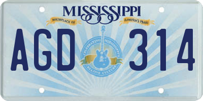 MS license plate AGD314
