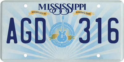 MS license plate AGD316
