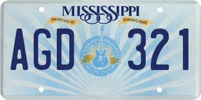 MS license plate AGD321