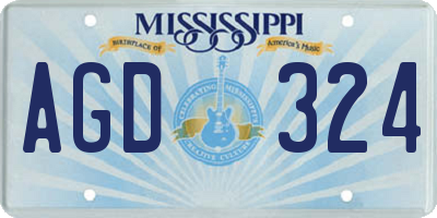 MS license plate AGD324