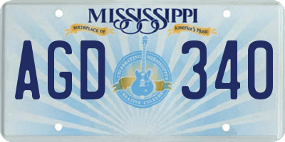 MS license plate AGD340