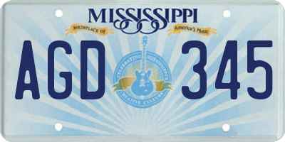MS license plate AGD345