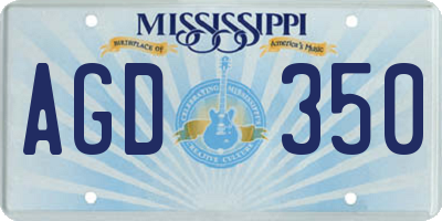 MS license plate AGD350