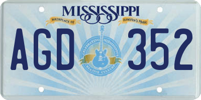 MS license plate AGD352