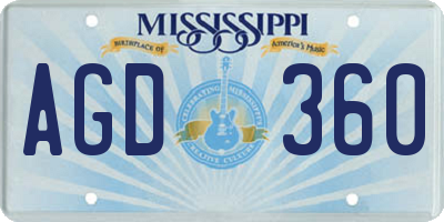 MS license plate AGD360