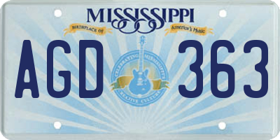 MS license plate AGD363