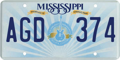 MS license plate AGD374