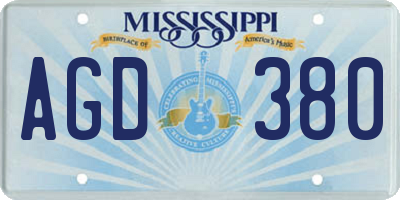 MS license plate AGD380