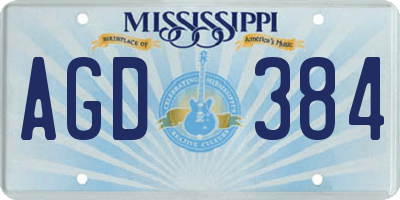 MS license plate AGD384