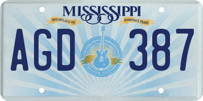 MS license plate AGD387
