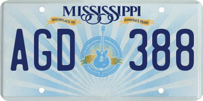 MS license plate AGD388
