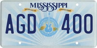 MS license plate AGD400