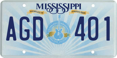 MS license plate AGD401