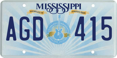 MS license plate AGD415