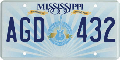 MS license plate AGD432