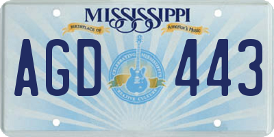 MS license plate AGD443