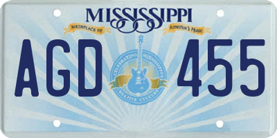 MS license plate AGD455