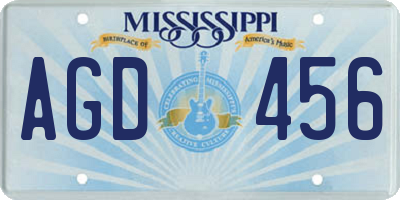 MS license plate AGD456