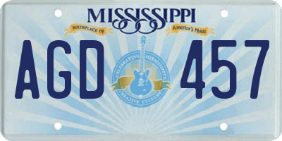 MS license plate AGD457