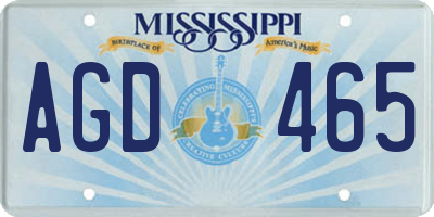 MS license plate AGD465