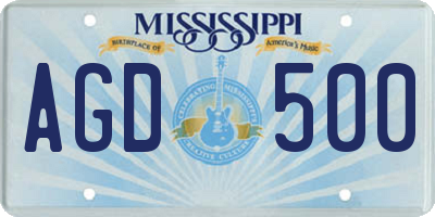 MS license plate AGD500