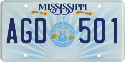 MS license plate AGD501