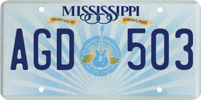 MS license plate AGD503