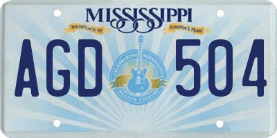 MS license plate AGD504