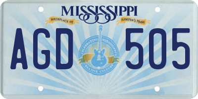 MS license plate AGD505