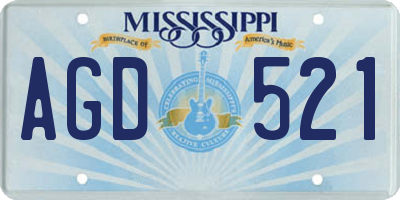 MS license plate AGD521