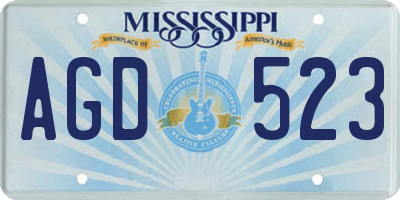 MS license plate AGD523
