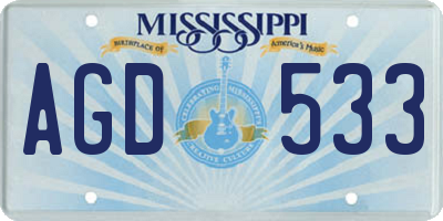 MS license plate AGD533