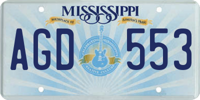 MS license plate AGD553
