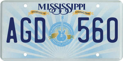 MS license plate AGD560