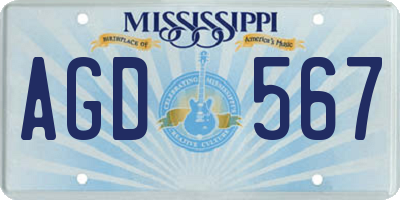 MS license plate AGD567