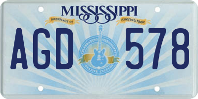 MS license plate AGD578