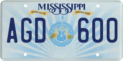MS license plate AGD600