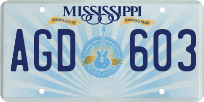 MS license plate AGD603